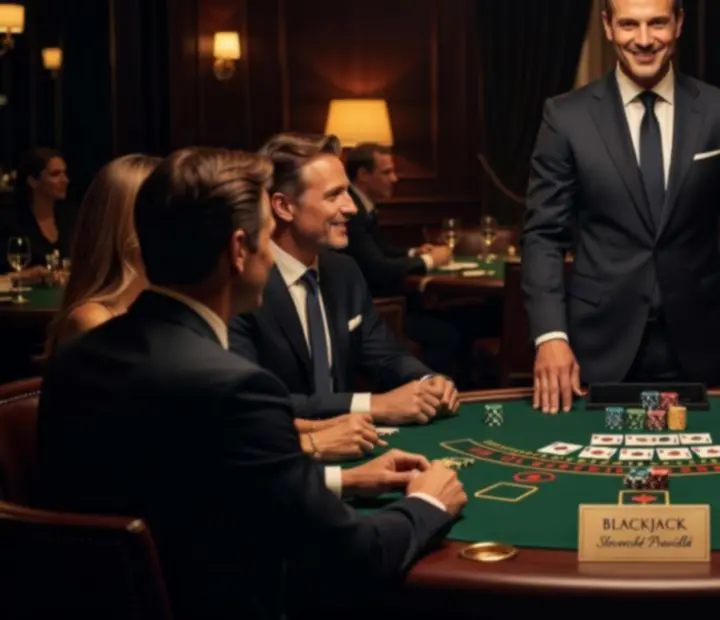 Usmievavý hostiteľ blackjack večera v Noble Gala