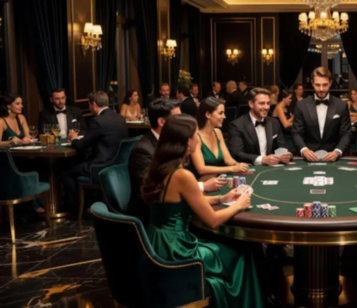 Elegantný pokerový večer v Noble Gala s moderovaným programom pri stole.